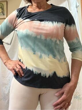 Christopher & Banks Pastel Tie-Dye Crewneck Long Sleeve Top